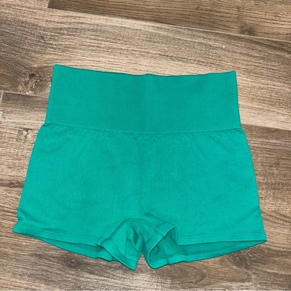 Green and Blue Athletic Shorts with Stretchy Material